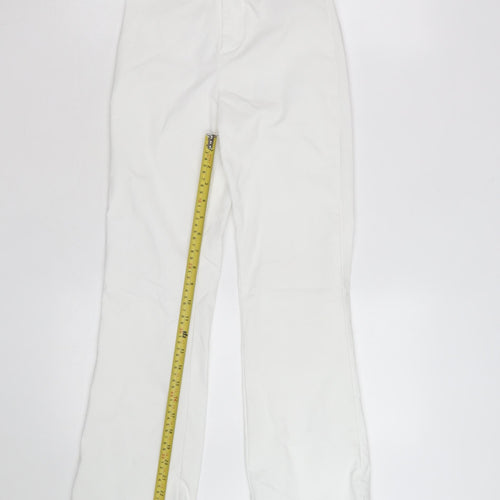 H&M Divided Women White XS Flared Trousers Cotton Blend