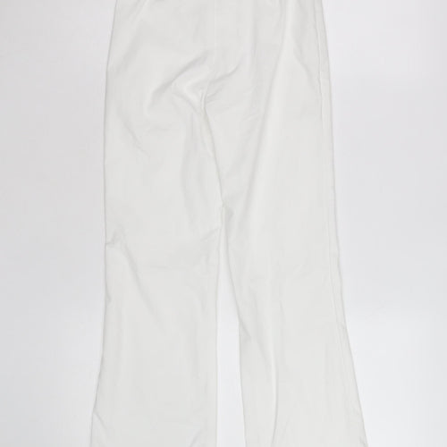 H&M Divided Women White XS Flared Trousers Cotton Blend