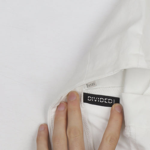 H&M Divided Women White XS Flared Trousers Cotton Blend