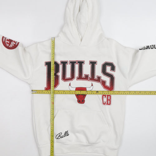 Primark Men’s White Chicago Bulls Pullover Hoodie M Graphic Fleece