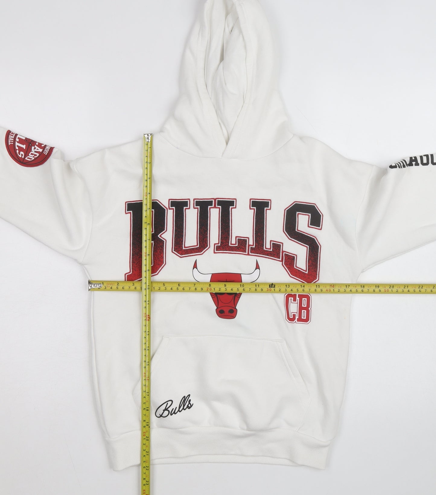 Primark Men’s White Chicago Bulls Pullover Hoodie M Graphic Fleece