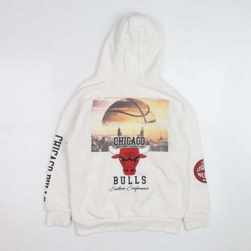 Primark Men’s White Chicago Bulls Pullover Hoodie M Graphic Fleece