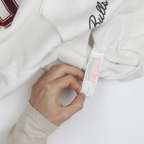 Primark Men’s White Chicago Bulls Pullover Hoodie M Graphic Fleece