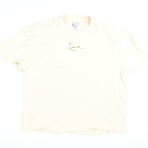 Karl Kani Men’s Beige Embroidered Logo Crew Neck Cotton T-Shirt M