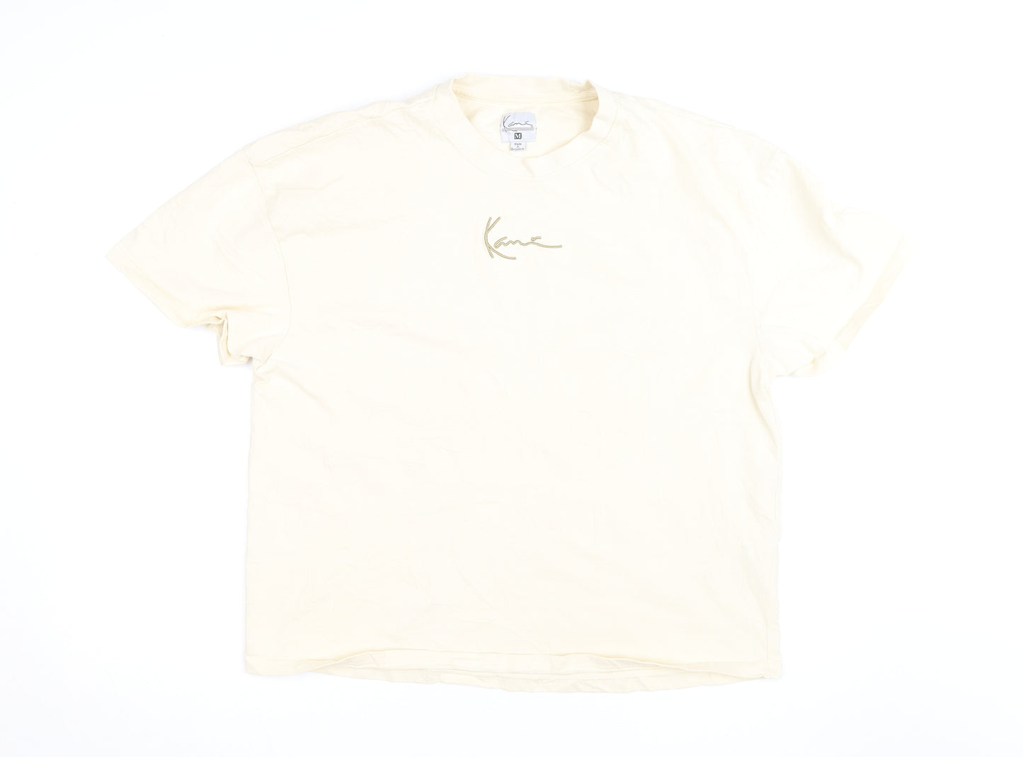 Karl Kani Men’s Beige Embroidered Logo Crew Neck Cotton T-Shirt M