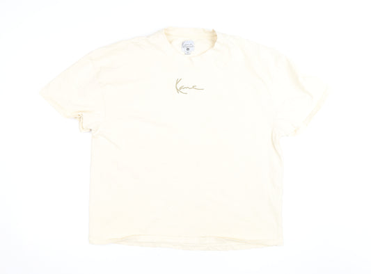 Karl Kani Men’s Beige Embroidered Logo Crew Neck Cotton T-Shirt M