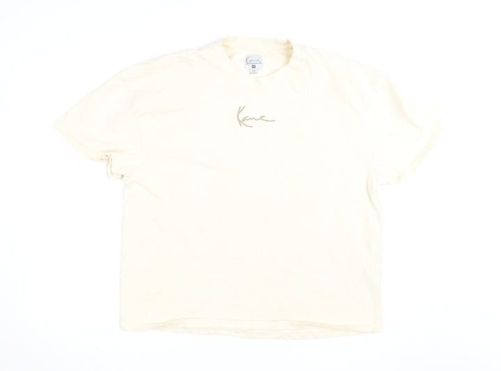 Karl Kani Men’s Beige Embroidered Logo Crew Neck Cotton T-Shirt M