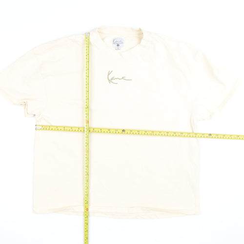 Karl Kani Men’s Beige Embroidered Logo Crew Neck Cotton T-Shirt M
