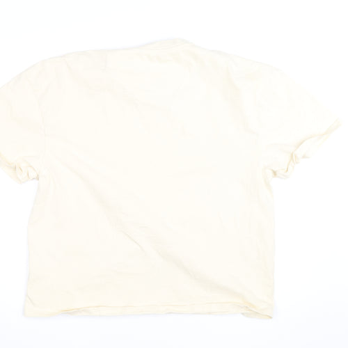 Karl Kani Men’s Beige Embroidered Logo Crew Neck Cotton T-Shirt M