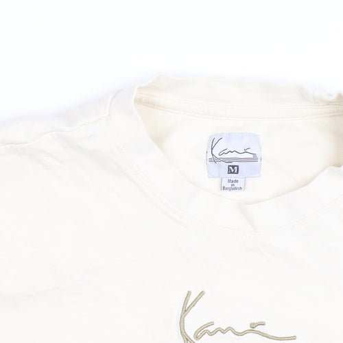 Karl Kani Men’s Beige Embroidered Logo Crew Neck Cotton T-Shirt M