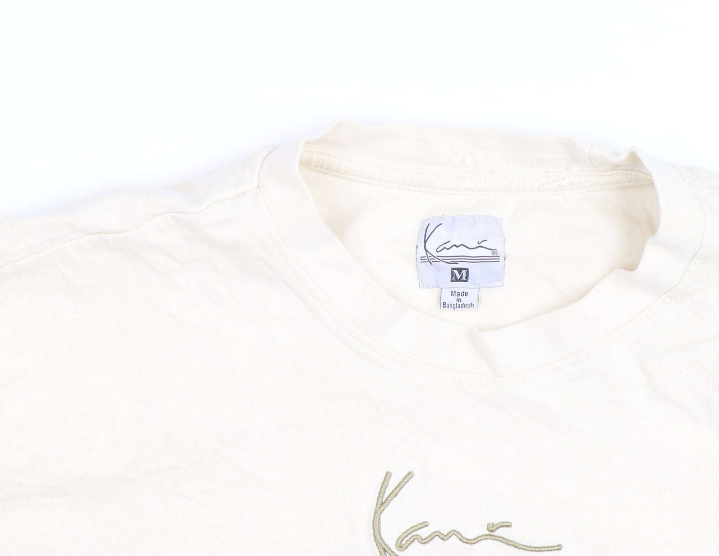 Karl Kani Men’s Beige Embroidered Logo Crew Neck Cotton T-Shirt M