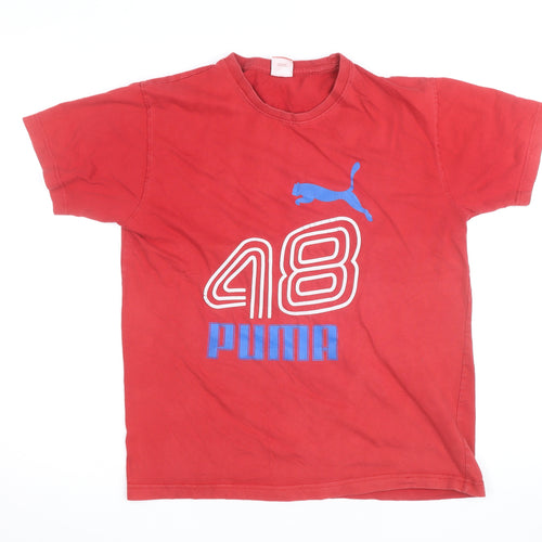 Puma Men’s Red Graphic Sports T-Shirt Size S Cotton Crew Neck