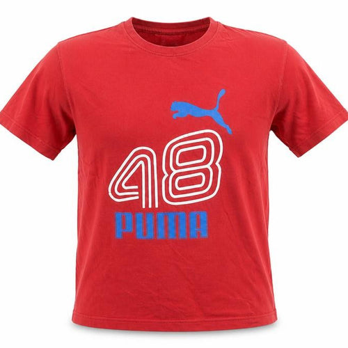 Puma Men’s Red Graphic Sports T-Shirt Size S Cotton Crew Neck