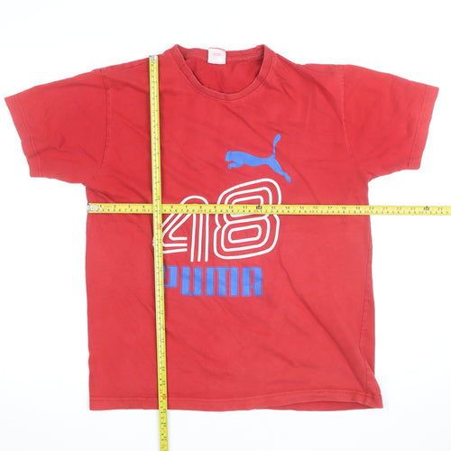 Puma Men’s Red Graphic Sports T-Shirt Size S Cotton Crew Neck