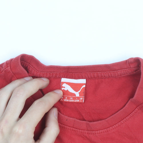 Puma Men’s Red Graphic Sports T-Shirt Size S Cotton Crew Neck
