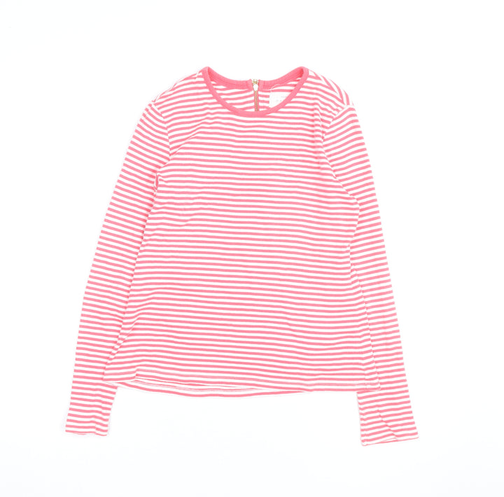 John Lewis Women’s Pink White Striped Cotton Long Sleeve T-Shirt Size 10