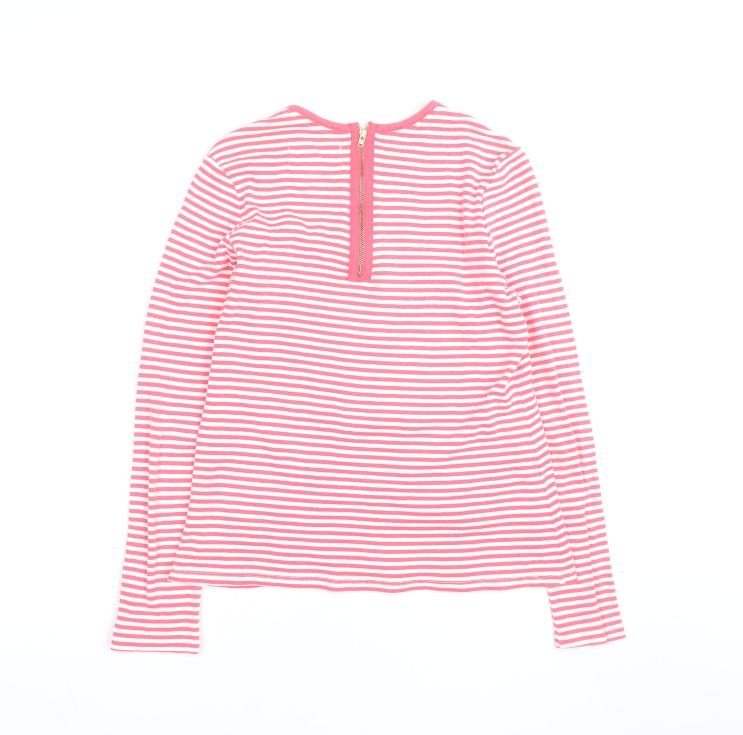 John Lewis Women’s Pink White Striped Cotton Long Sleeve T-Shirt Size 10
