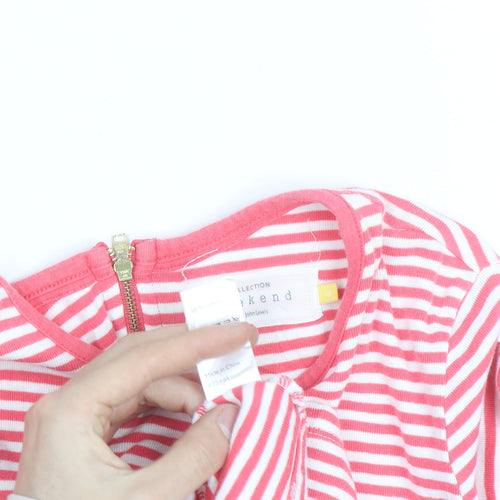 John Lewis Women’s Pink White Striped Cotton Long Sleeve T-Shirt Size 10