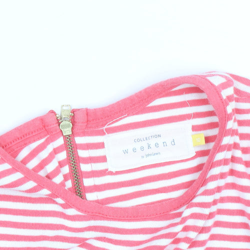John Lewis Women’s Pink White Striped Cotton Long Sleeve T-Shirt Size 10