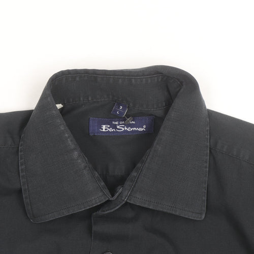 Ben Sherman Men's Black Long Sleeve Regular Fit Button-Up Shirt L