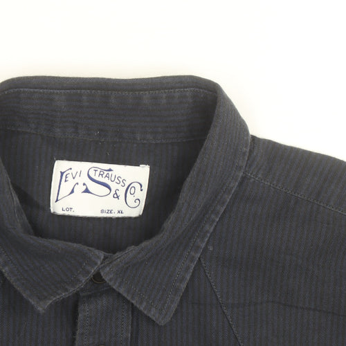 Levi Strauss Men Blue Corduroy Western Shirt XL Long Sleeve