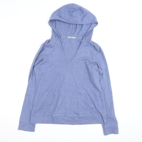 Marks and Spencer Women Blue Size 16 V-Neck Pullover Hoodie 100% Cotton