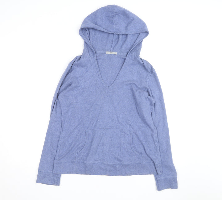Marks and Spencer Women Blue Size 16 V-Neck Pullover Hoodie 100% Cotton