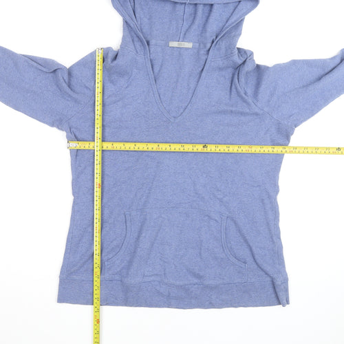Marks and Spencer Women Blue Size 16 V-Neck Pullover Hoodie 100% Cotton