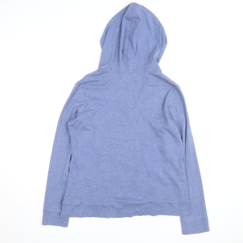 Marks and Spencer Women Blue Size 16 V-Neck Pullover Hoodie 100% Cotton