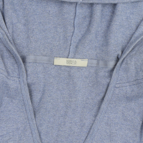 Marks and Spencer Women Blue Size 16 V-Neck Pullover Hoodie 100% Cotton
