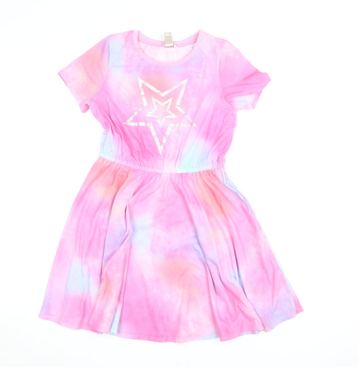 Morrisons Girls Multicoloured Tie Dye Star T-Shirt Dress 11-12 Years