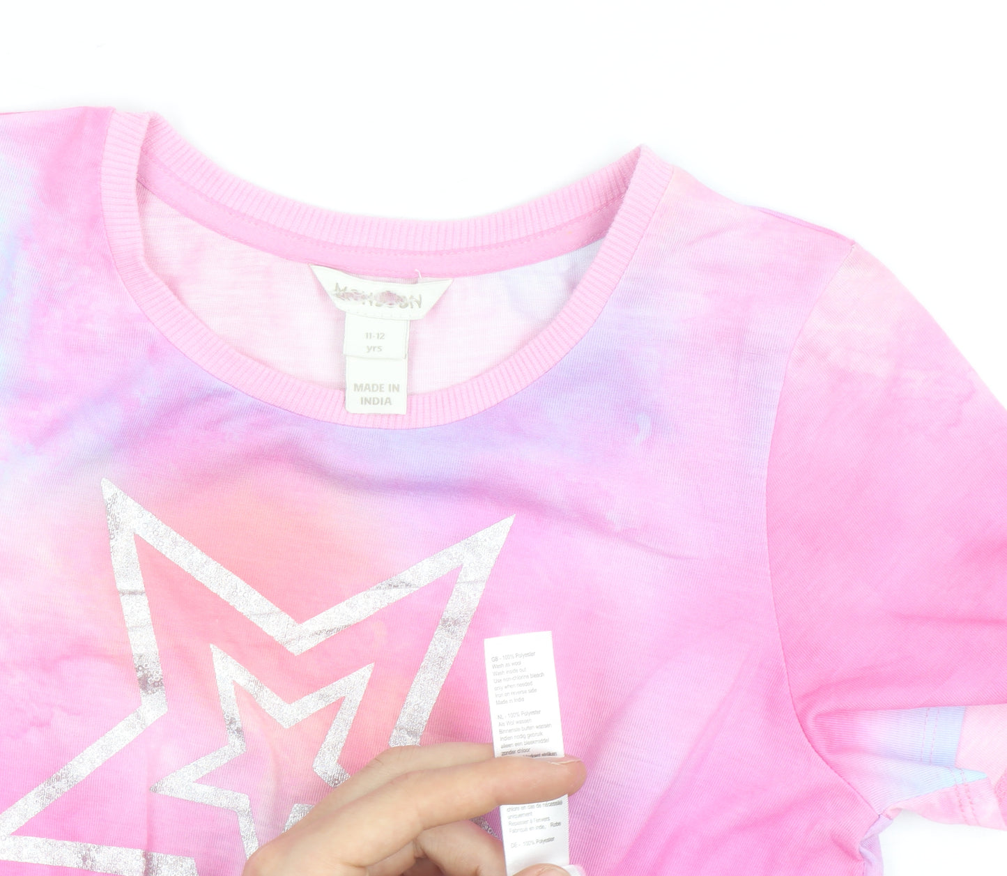 Morrisons Girls Multicoloured Tie Dye Star T-Shirt Dress 11-12 Years