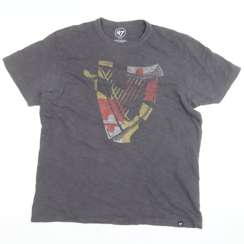 47 Brand Men’s Grey Guinness Graphic Print T-Shirt Size M Regular Fit