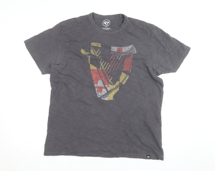 47 Brand Men’s Grey Guinness Graphic Print T-Shirt Size M Regular Fit