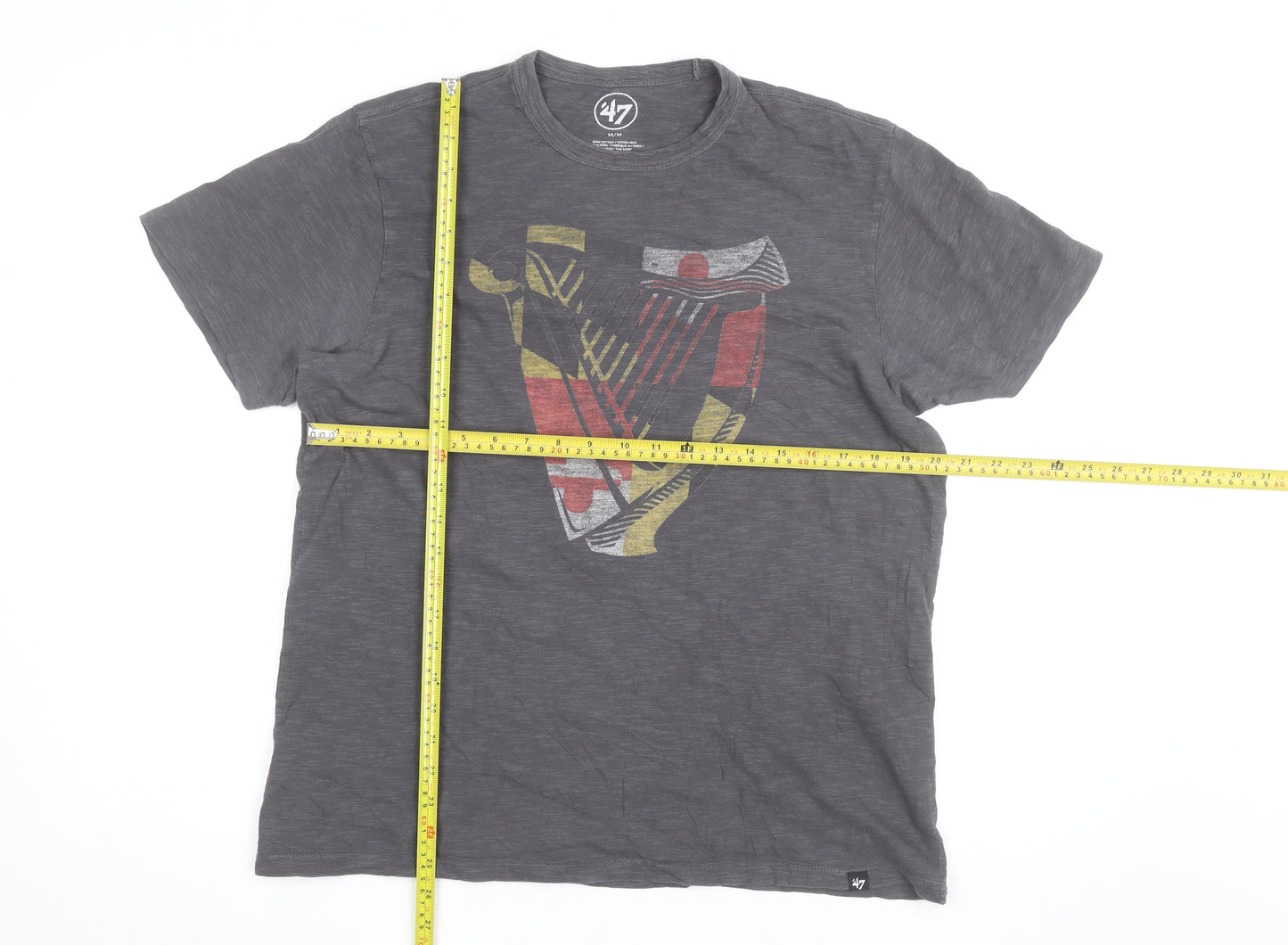 47 Brand Men’s Grey Guinness Graphic Print T-Shirt Size M Regular Fit
