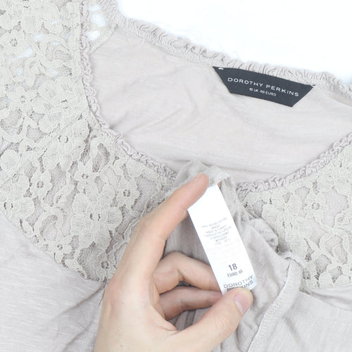 Dorothy Perkins Women’s Beige Lace Trim Sleeveless Camisole Top Size 18