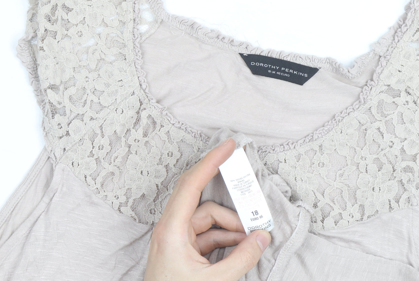 Dorothy Perkins Women’s Beige Lace Trim Sleeveless Camisole Top Size 18