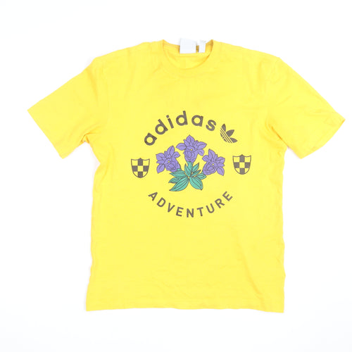 Adidas Mens Yellow Adventure Graphic Cotton T-Shirt XS