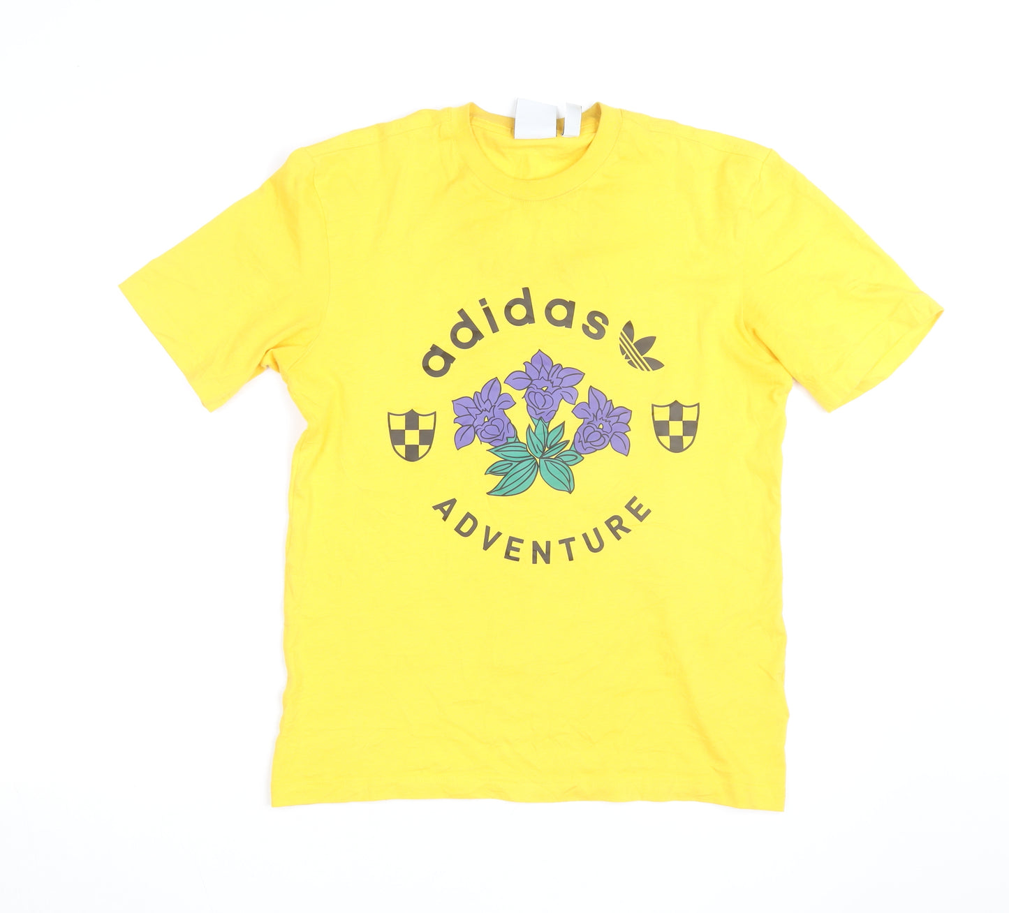 Adidas Mens Yellow Adventure Graphic Cotton T-Shirt XS