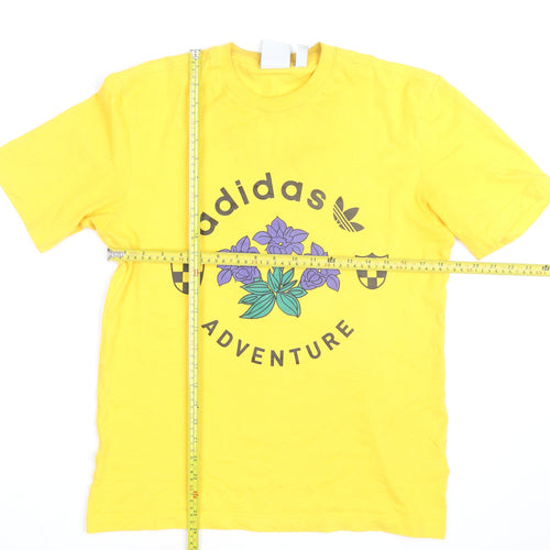 Adidas Mens Yellow Adventure Graphic Cotton T-Shirt XS