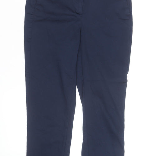 Marks and Spencer Women's Blue Chino Trousers Size 14 Regular Fit