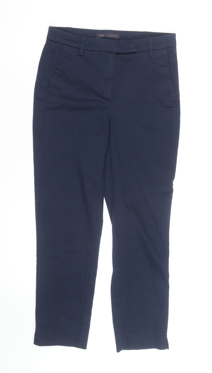 Marks and Spencer Women's Blue Chino Trousers Size 14 Regular Fit