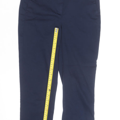 Marks and Spencer Women's Blue Chino Trousers Size 14 Regular Fit