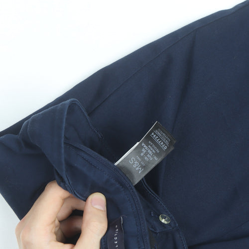 Marks and Spencer Women's Blue Chino Trousers Size 14 Regular Fit
