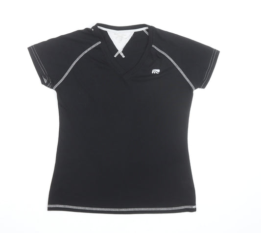 Trailtek Men's Black Short Sleeve V-Neck Sports T-Shirt Size M