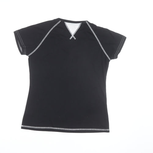 Trailtek Men's Black Short Sleeve V-Neck Sports T-Shirt Size M
