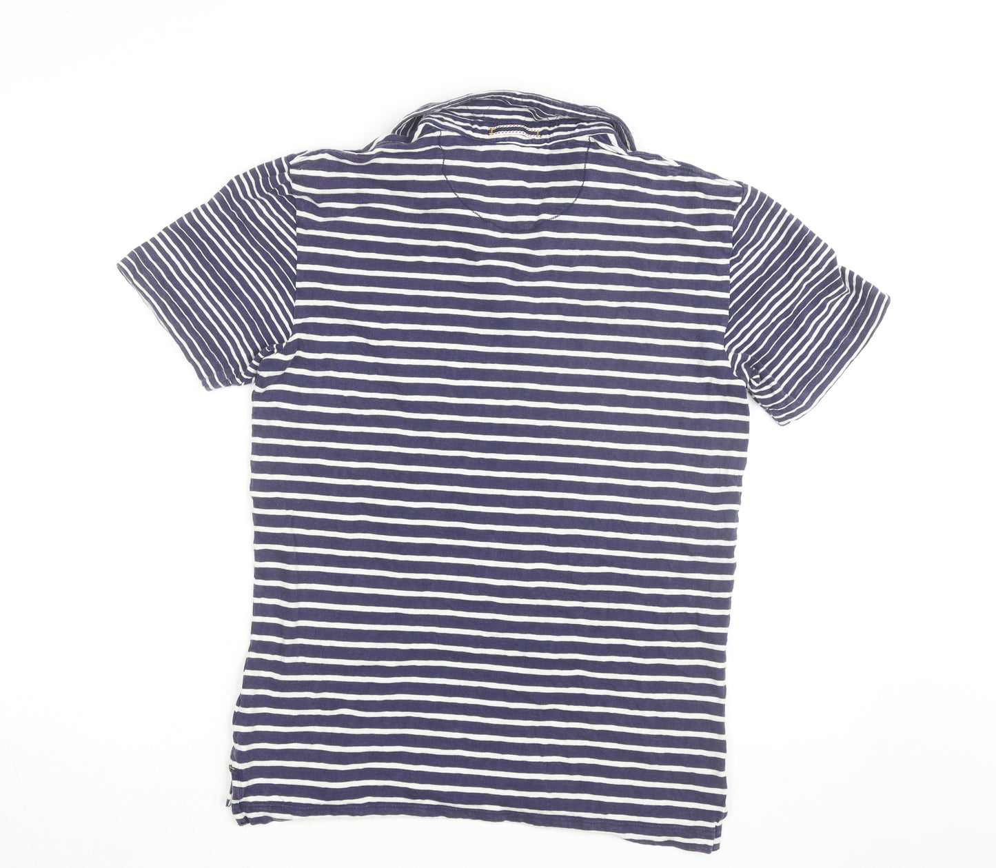 White Stuff Blue Striped Cotton Polo Shirt Men's S