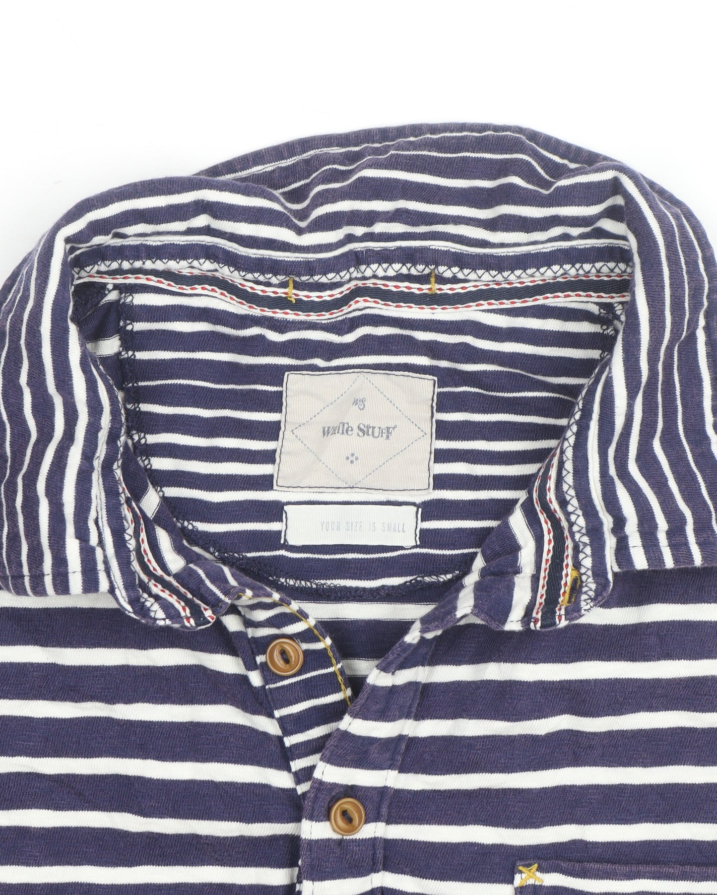 White Stuff Blue Striped Cotton Polo Shirt Men's S