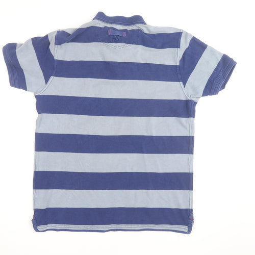 FatFace Men's Blue Striped Cotton Short Sleeve Polo Shirt Size M