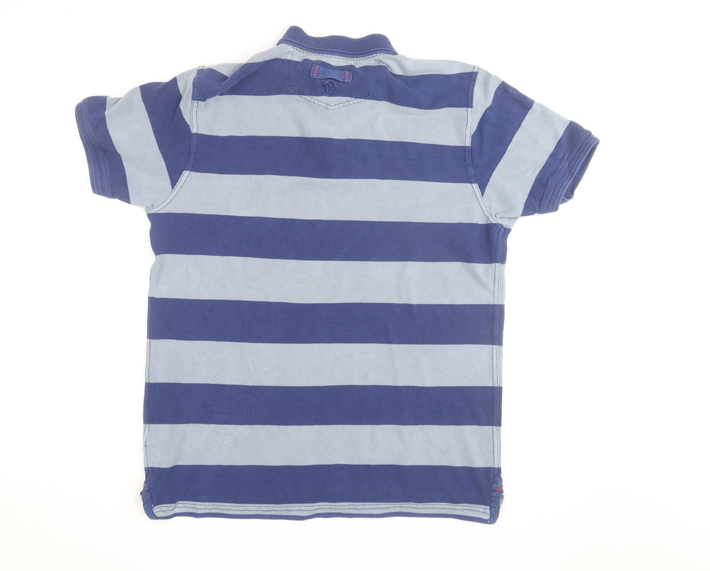 FatFace Men's Blue Striped Cotton Short Sleeve Polo Shirt Size M